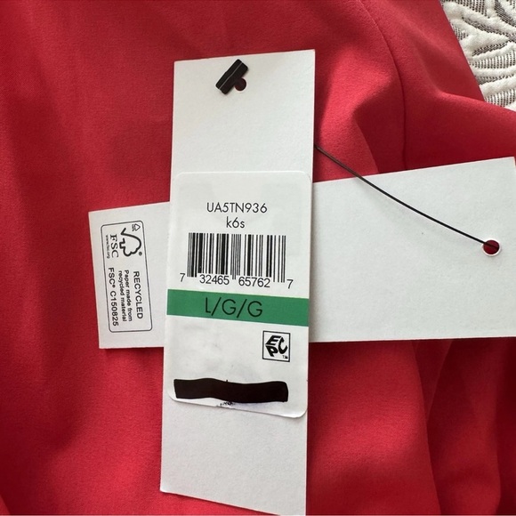 DKNY Button Down Blouse Shirt Red Coral Hue Long Sleeve Collared SZ L Office NWT - Picture 7 of 10